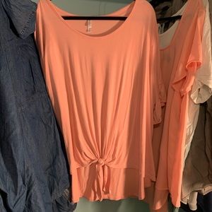 Coral Ruffle Tunic Top